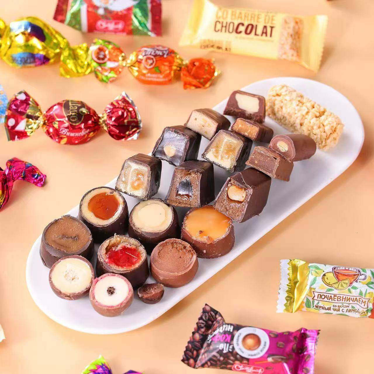 甄选俄罗斯原装进口哈里森牌多口味混合巧克力糖果零食新年礼品糖,淘宝优惠券,粉丝福利购,淘宝优惠卷