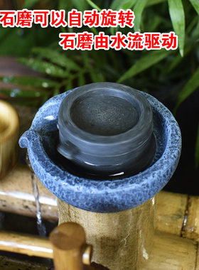 古人舂米水车循环流水摆件流水器