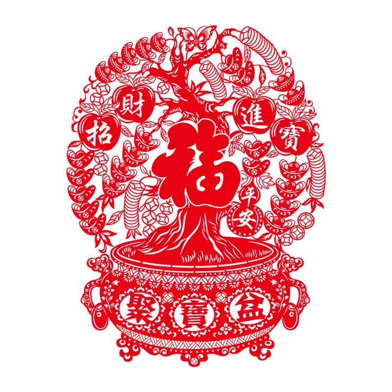 植绒聚宝盆过年窗花乔迁入户新年玻璃门贴福字贴蛇年布置窗贴年画,淘宝优惠券,粉丝福利购,淘宝优惠卷