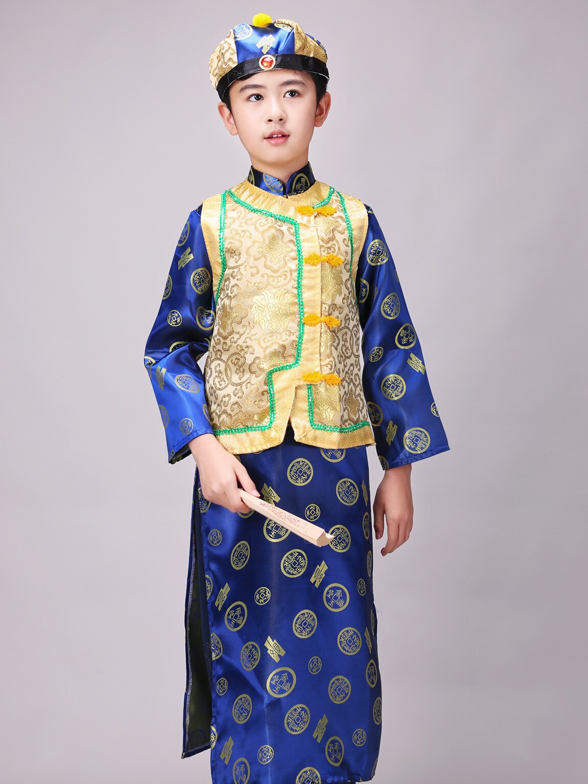 六一清朝满族演出服饰儿童古装男童清朝太子小皇帝少爷阿哥贝勒服 - 图1