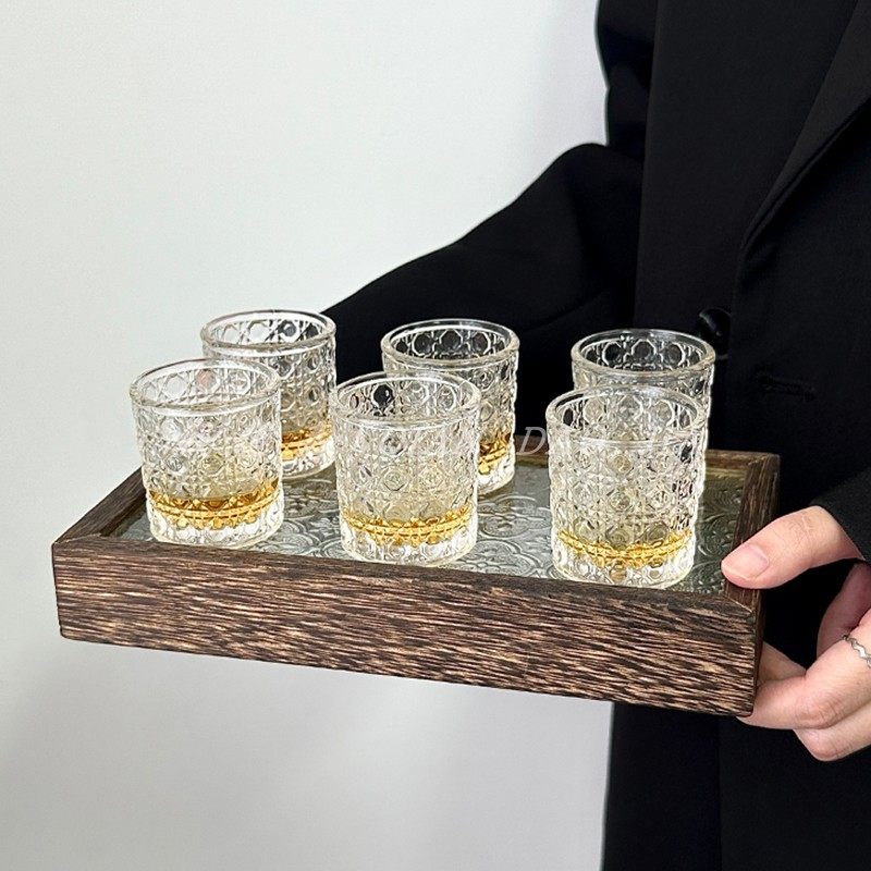 迷你白酒杯套装一口杯烈酒杯家用宝石纹小酒杯复古浮雕刻花玻璃杯,淘宝优惠券,粉丝福利购,淘宝优惠卷
