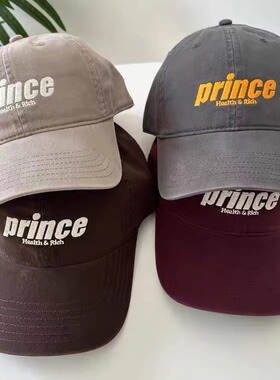 原创设计PRINCE刺绣棒球帽男女同款软顶韩版街头休闲鸭舌帽显脸小
