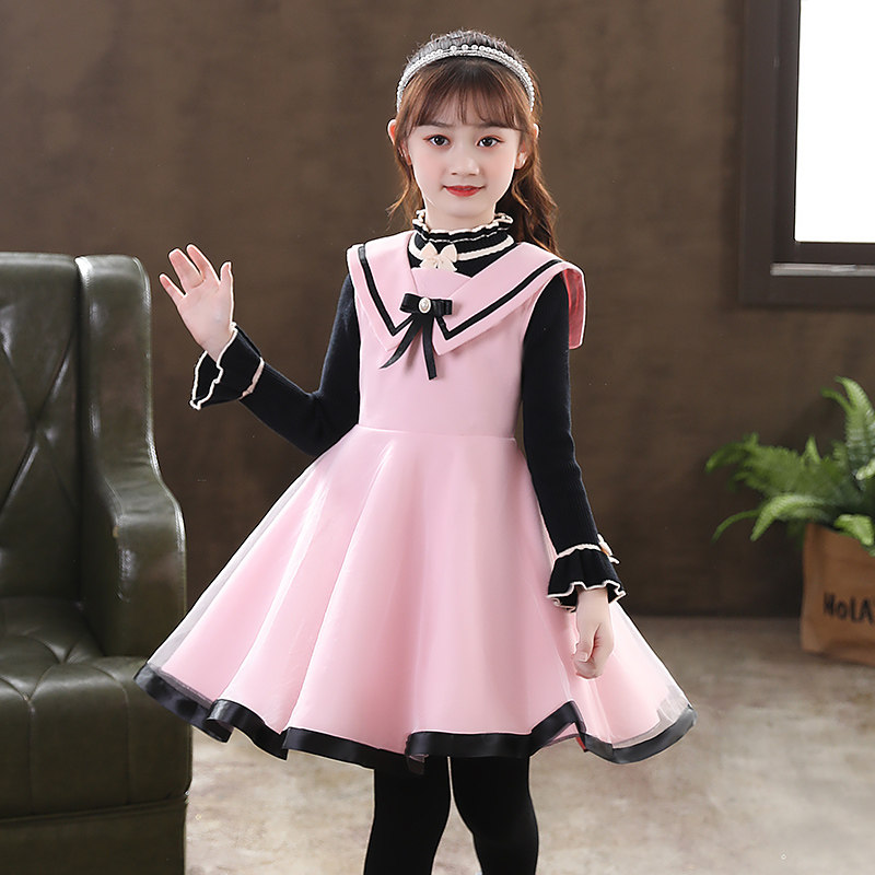 女童春秋公主连衣裙子儿童装套装2024新款洋气秋装秋季网红时髦红