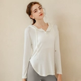 Спортивная одежда для йоги с капюшоном, быстросохнущий белый длинный приятный телу лонгслив для спортзала, для бега, средней длины, длина макси