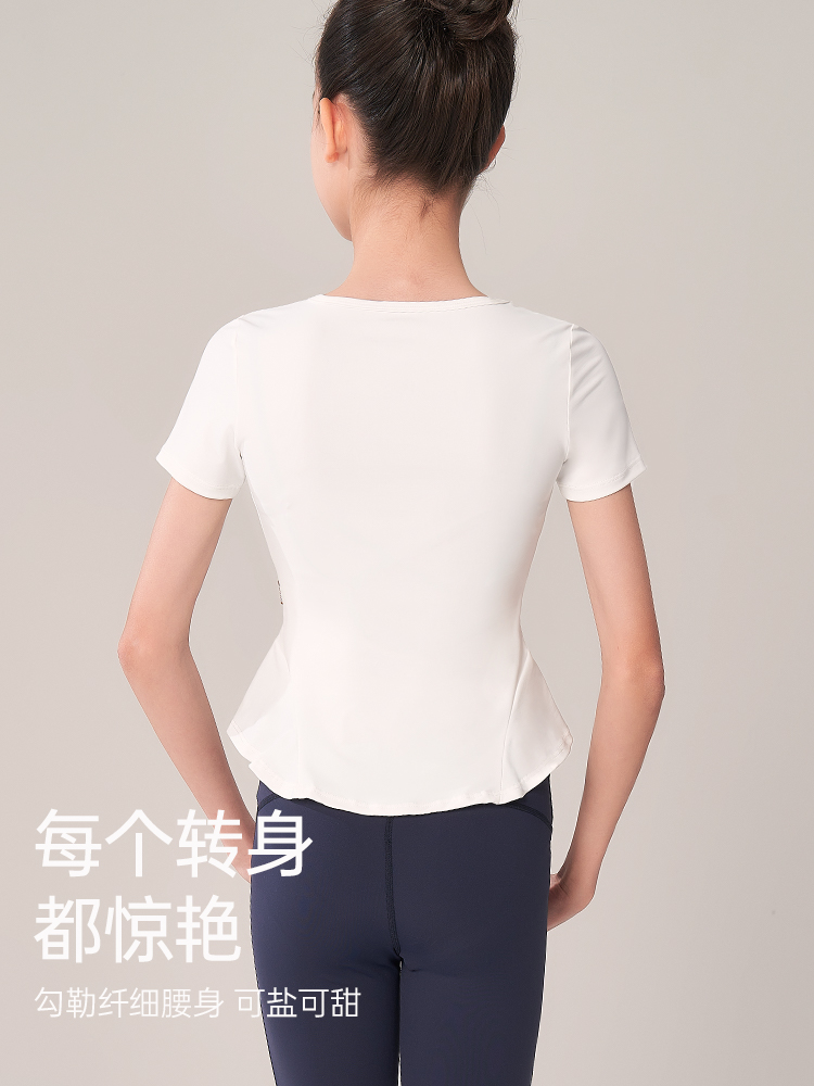 儿童舞蹈服T恤衫芭蕾练功服拉丁舞服女童夏季短袖中国舞跳舞上衣