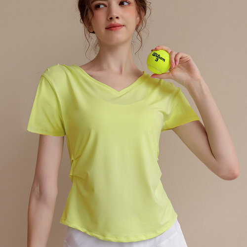 羽毛球服女套装短袖速干T恤冰丝打网球裙健身衣瑜伽晨跑步运动服 - 图2