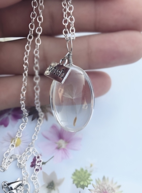 洛湘森系蒲公英永生花玻璃球项链