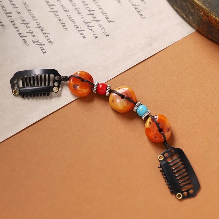 藏式民族风天然石编织发夹复古个性小众边夹发饰藏族异域风女头饰,淘宝优惠券,粉丝福利购,淘宝优惠卷