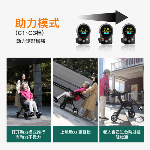 希特路多功能电动购物车老人代步车小型可折叠轻便轮椅老年手推车 - 图1