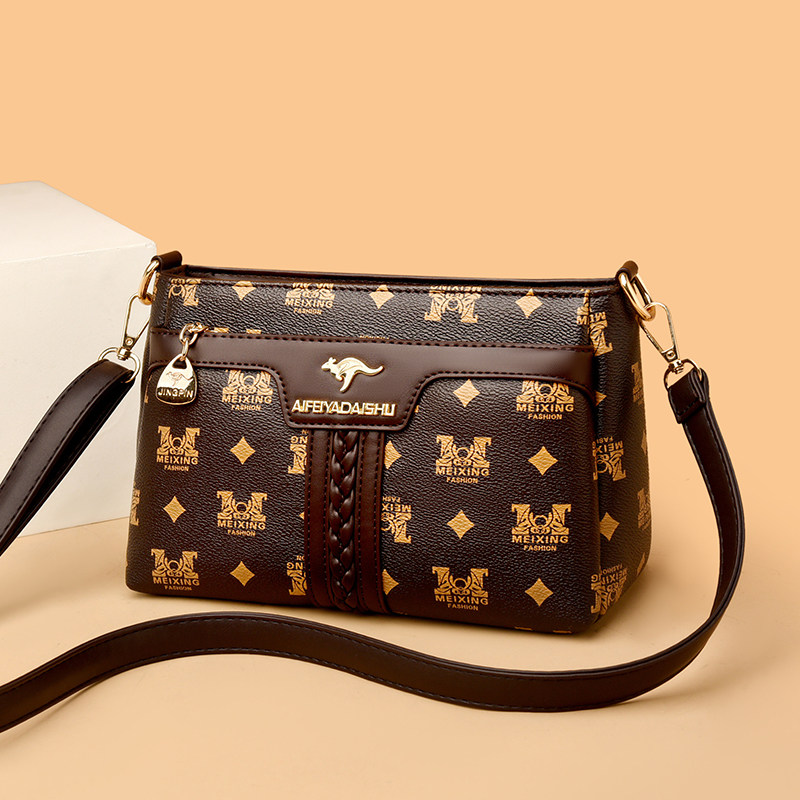 品牌专柜真皮小包包百搭斜挎包女2025新款中年妈妈包印花单肩包潮,淘宝优惠券,粉丝福利购,淘宝优惠卷