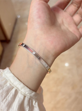 纯银四叶草闭口手镯光面银镯女