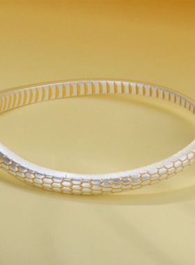 纯银珐琅描金灵蛇手镯开口银镯女