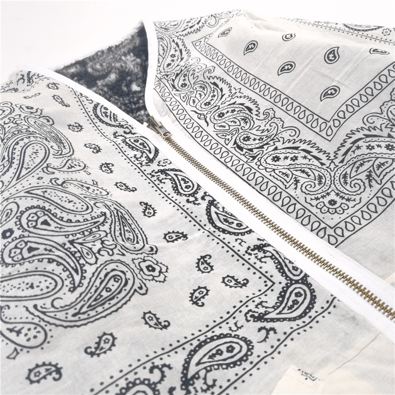 SONOFLOONG腰果花羊羔绒内胆双面无领夹克秋冬 复古潮流日系宽松 - 图0