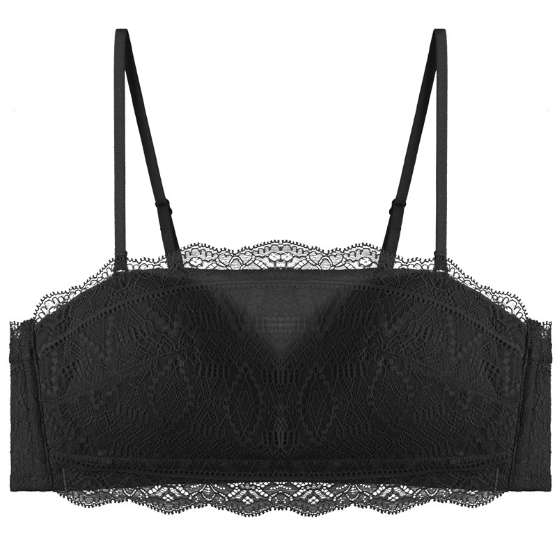 抹胸式肩带隐形聚拢黑色法式裹胸 歌力诺文胸