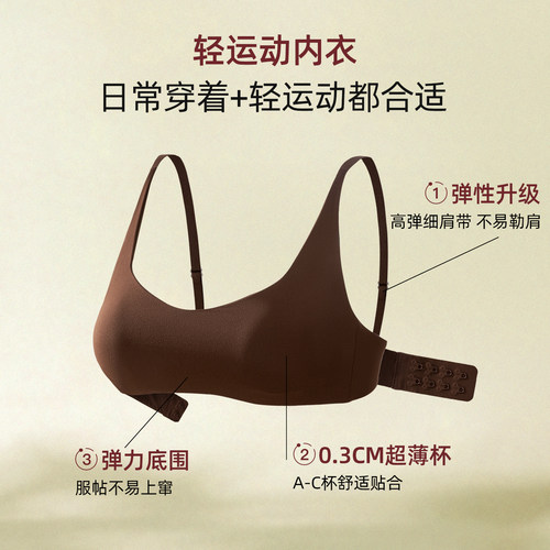 无痕内衣女收副乳薄款防下垂大胸显小胸聚拢运动无钢圈平胸文胸夏 - 图1