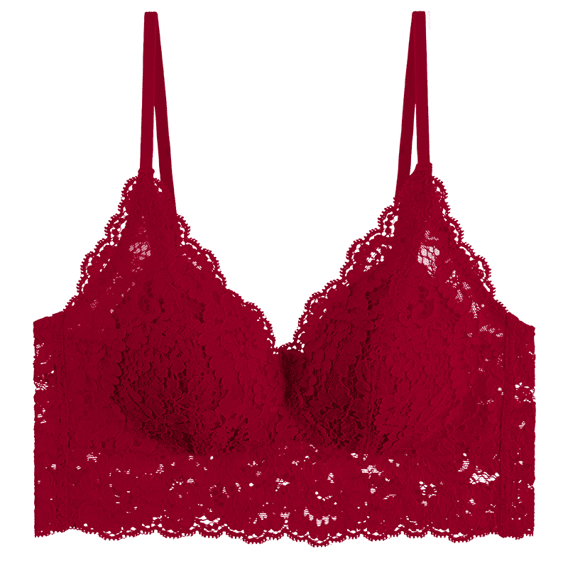 歌力诺旗舰店歌力诺蕾丝内衣女红色本命年属虎礼物结婚新娘聚拢美背心文胸套装0