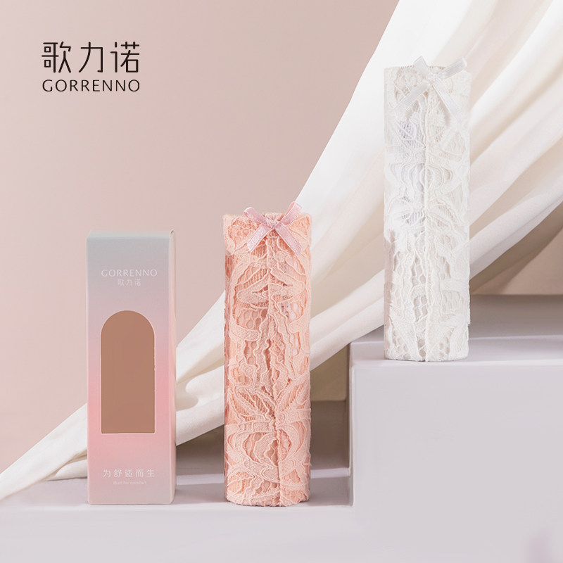 歌力诺性感蕾丝女士内衣三角内裤薄款网纱白色新款粉色中低腰短裤