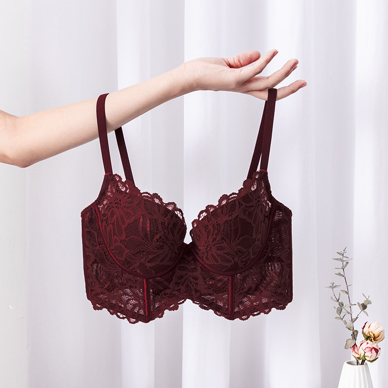 薄款性感本命年钢圈小胸文胸聚拢防下垂收副乳调整红色内衣套装女,淘宝优惠券,粉丝福利购,淘宝优惠卷