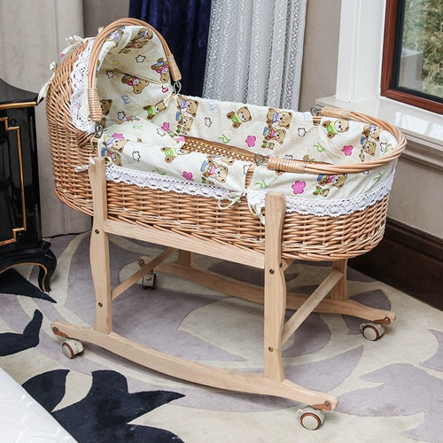 Детская колыбель для новорожденных, портативная корзина, экологичная коляска из натурального дерева