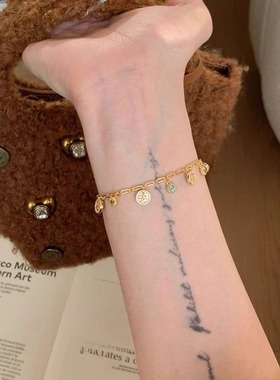 S925纯银金色满天星手链女款2025新款轻奢小众精致手饰复古手串女