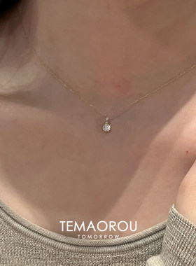 金色极细小水滴闪钻吊坠项链女