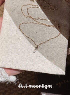 日系金色mini闪钻羽毛项链女