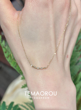 金色爆闪排钻微笑项链女