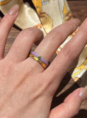 多巴胺彩色珐琅叠戴戒指