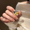 Gold brushed plain hoop ring for women with simple design