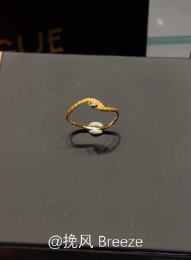 中古金色微镶闪钻灵蛇戒指女