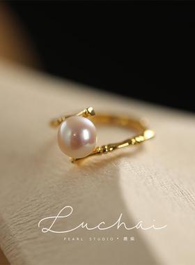 高级送女友925银开口指环珍珠ins