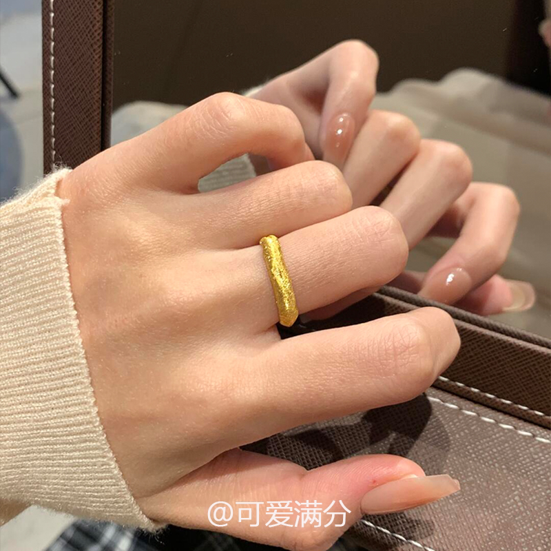 Gold brushed plain hoop ring for women with simple design