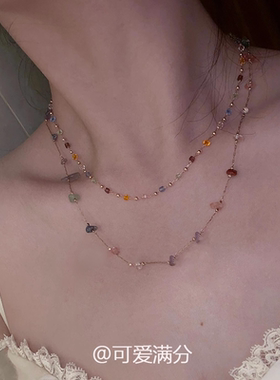 多巴胺彩色方块石头项链