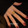 Golden sparkling full diamond small V imitation pearl ring for women