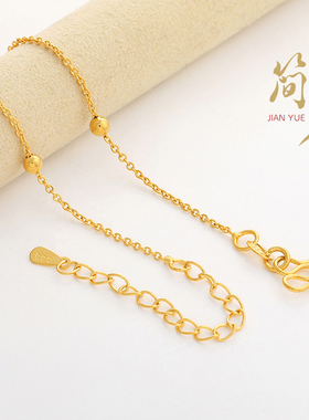 沙金保色小米珠链调节链O字链条盒子锁骨链子吊坠配链配件饰批发