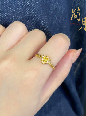 沙金爱心戒指点钻螺纹铜镀24K不易褪色开口活口可调节对戒女指环