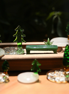 琉璃手工小树摆件日本创意摆件