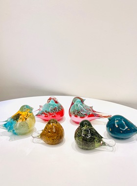 清仓瑕疵秒杀小鸟摆件外贸出口手工玻璃喜鹊摆件桌面装默认二级品