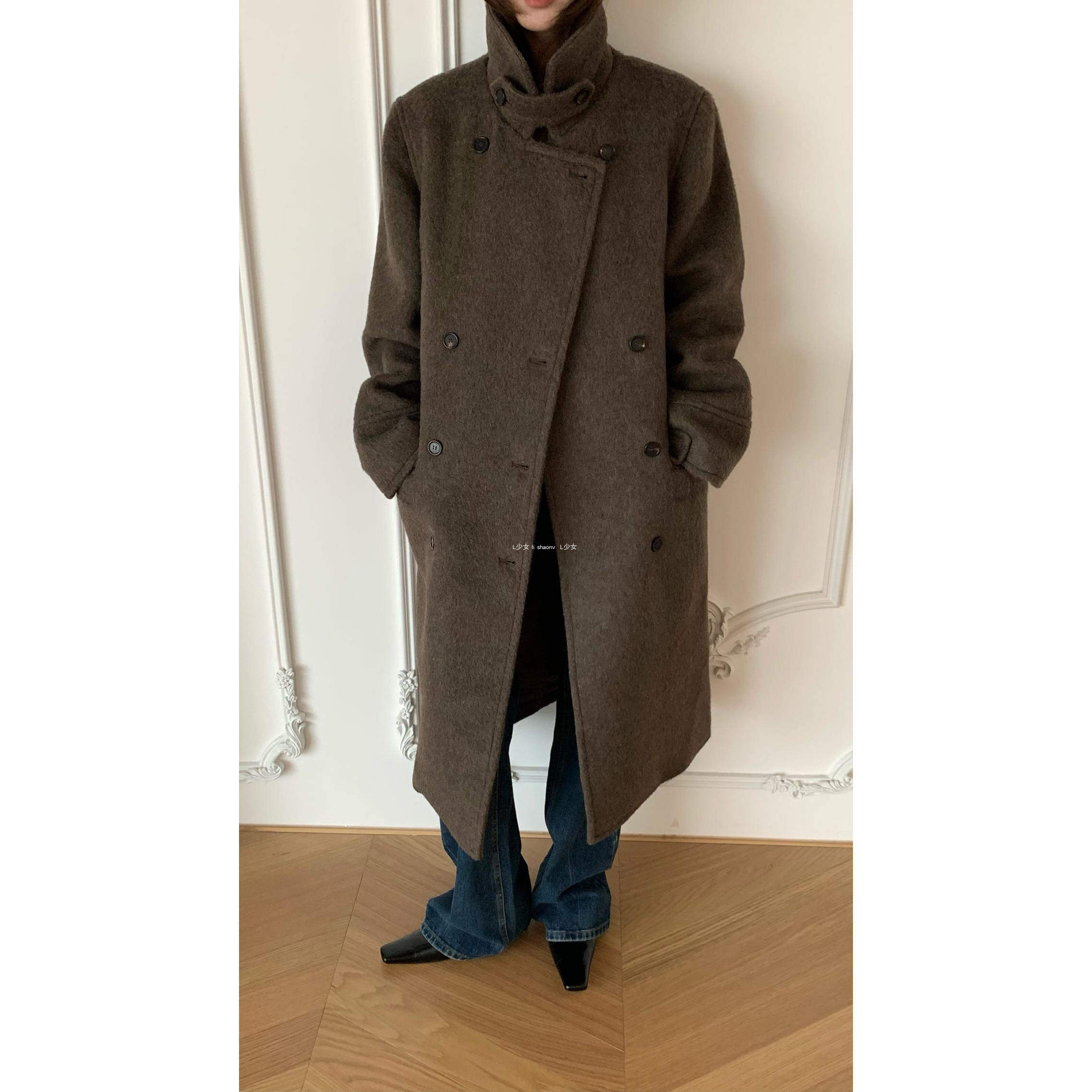 L少女 waitmore秋冬夹棉羊毛呢子大衣女高级感中长款外套625225,淘宝优惠券,粉丝福利购,淘宝优惠卷
