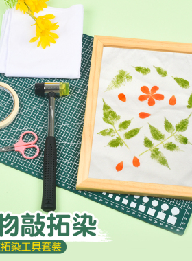 植物拓染树叶敲拓染布拓印diy