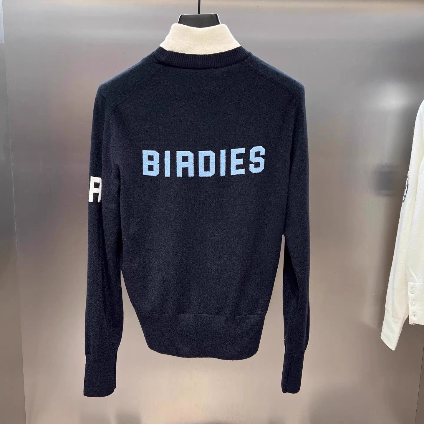 韩国原单高尔夫女士立领拼色字母针织衫运动保暖透气修身长袖上衣,淘宝优惠券,粉丝福利购,淘宝优惠卷