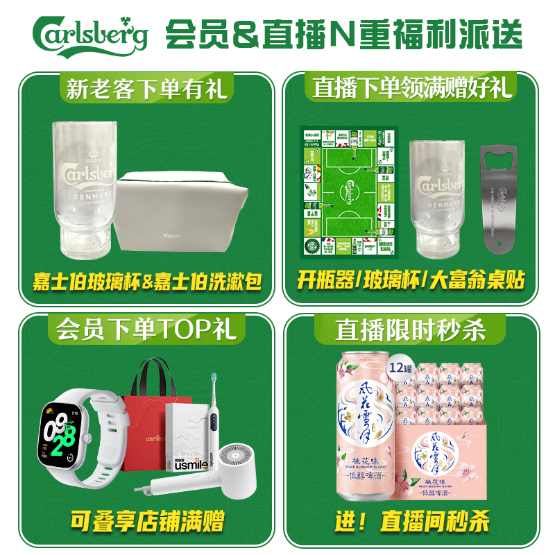 Carlsberg嘉士伯啤酒醇滑500ml*12罐箱大罐听装包邮官方旗舰店 - 图2