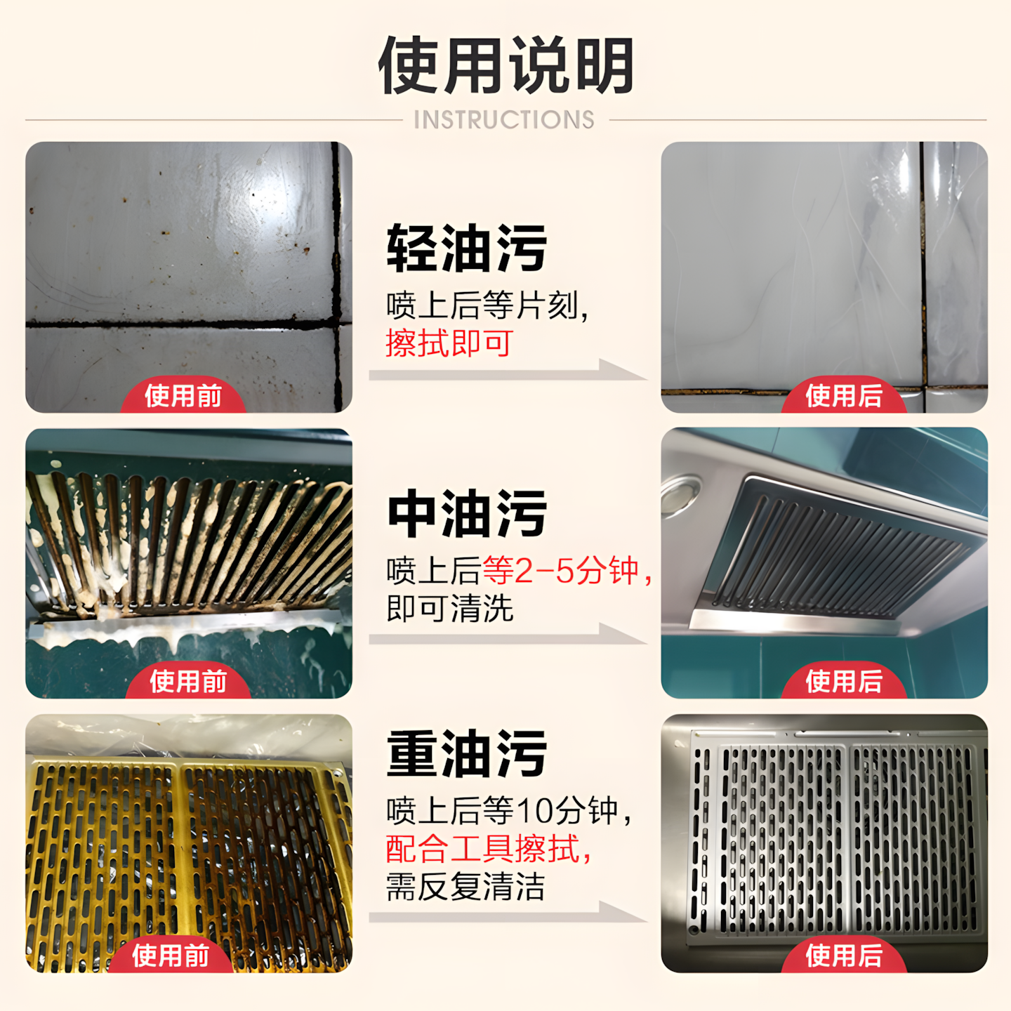 油污净油烟机清洗剂除重油去油神器油渍强力去污厨房去油污清洁剂