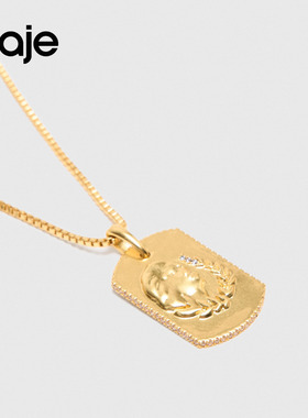 Maje2025秋冬款女士法式时尚气质金色处女座四叶草元素吊坠项链