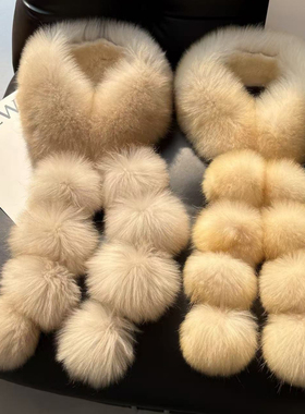 cc皮草冬雪球整皮韩系貉子毛围巾