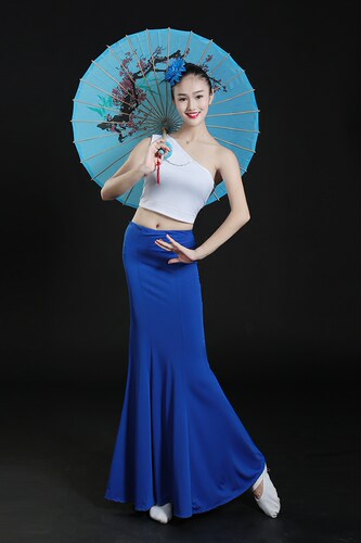 云南傣族舞蹈服装练功舞裙孔雀舞蹈表演服装演出服艺考舞蹈练习裙 - 图0