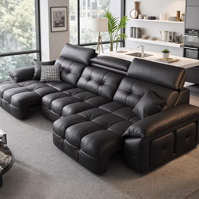 意式极简头层牛皮功能沙发电动劳伦斯伸缩平推沙发床客厅可躺可睡,淘宝优惠券,粉丝福利购,淘宝优惠卷