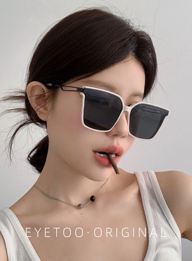 gm白色墨镜女复古大框偏光防紫外线圆脸眼镜开车专用太阳镜显脸小