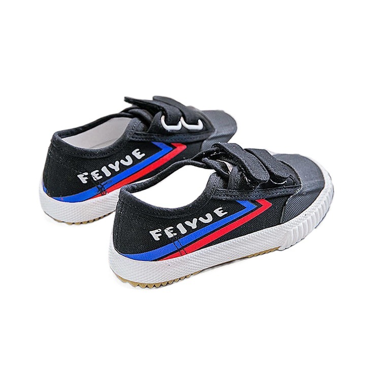 飞跃童鞋经典少林款儿童魔术贴帆布鞋武馆男童鞋运动休闲小白鞋子