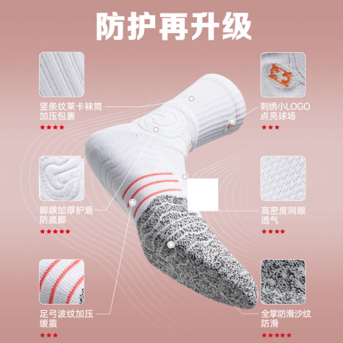 准者专业篮球袜实战高帮止滑沙毛巾底运动袜中长筒精英袜子男防滑 - 图1